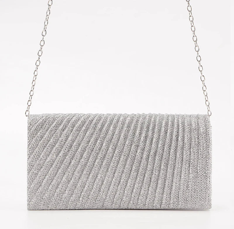 Luxury Glitter Evening Clutch Bag – Elegant Chain Shoulder Bag for Women