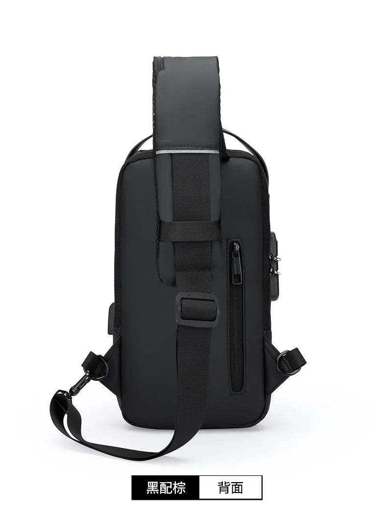 Men's Anti-Theft Sling Bag with USB Charging Port – Waterproof Crossbody Chest Backpack