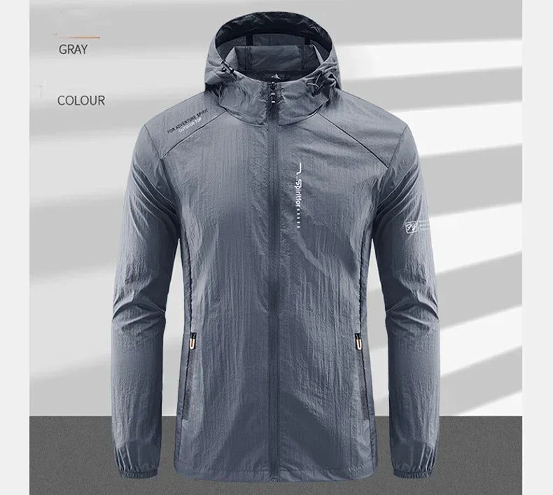 Men's UV Protection Lightweight Hooded Windbreaker Jacket – Waterproof Casual Outdoor Jacket