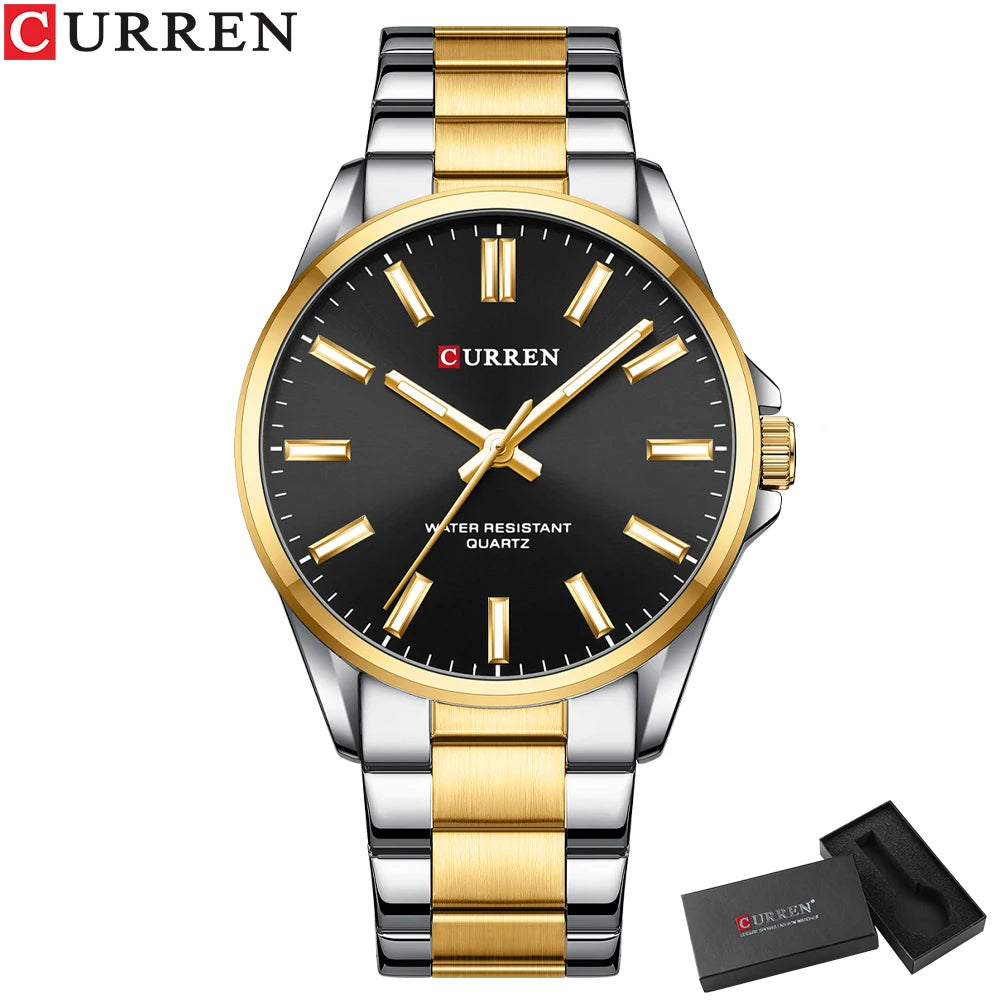 Curren 9090 Luxury Men's Stainless Steel Quartz Watch – Premium Casual Wristwatch