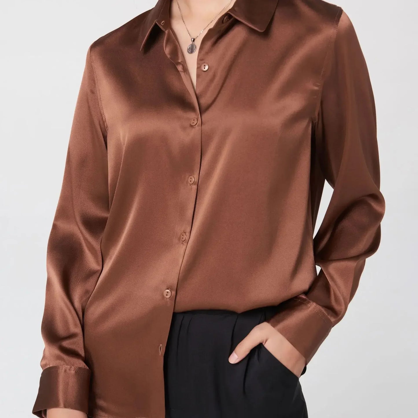 Women's Premium Mulberry Silk Blouse – 95% Natural Silk Satin Office Shirt