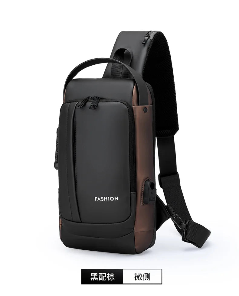 Men's Anti-Theft Sling Bag with USB Charging Port – Waterproof Crossbody Chest Backpack