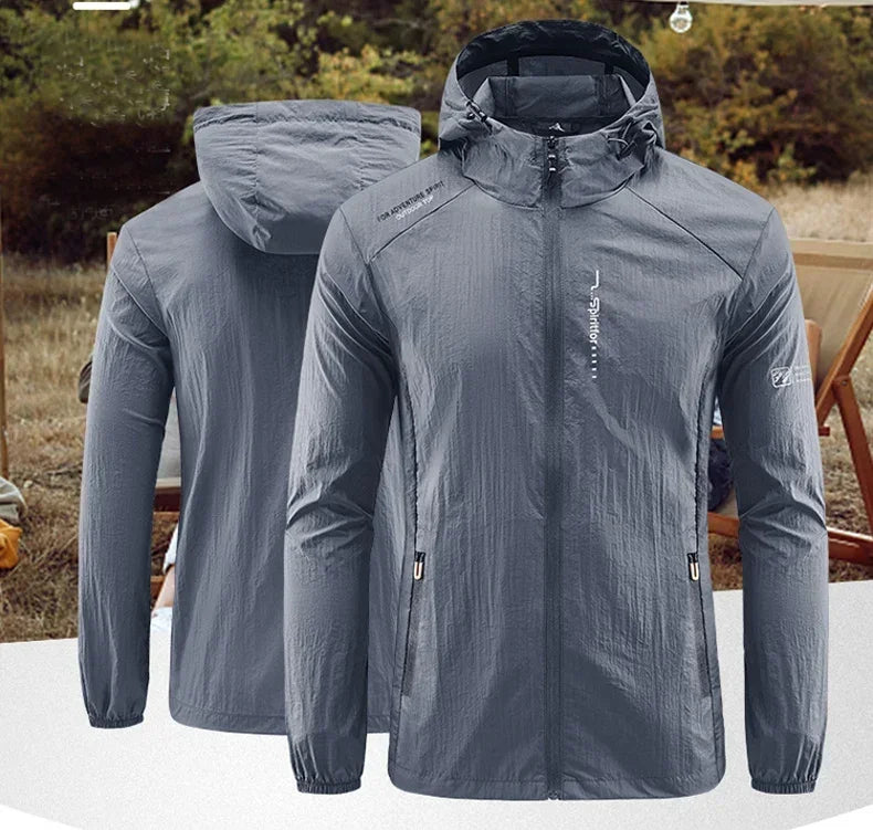 Men's UV Protection Lightweight Hooded Windbreaker Jacket – Waterproof Casual Outdoor Jacket