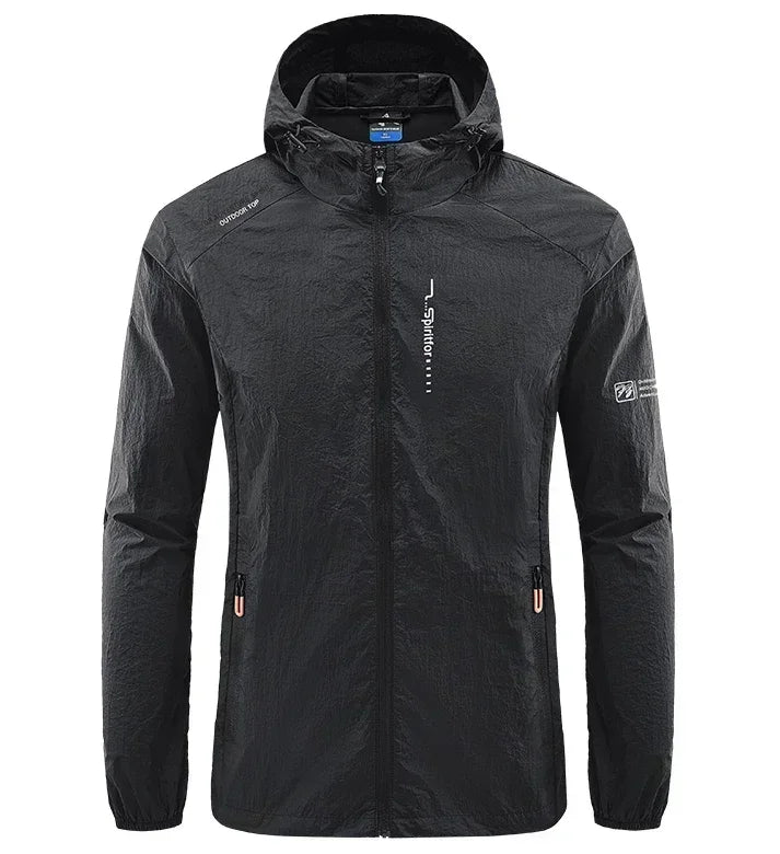 Men's UV Protection Lightweight Hooded Windbreaker Jacket – Waterproof Casual Outdoor Jacket