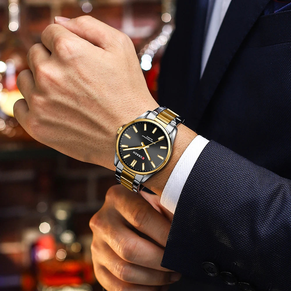 Curren 9090 Luxury Men's Stainless Steel Quartz Watch – Premium Casual Wristwatch