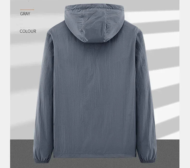 Men's UV Protection Lightweight Hooded Windbreaker Jacket – Waterproof Casual Outdoor Jacket